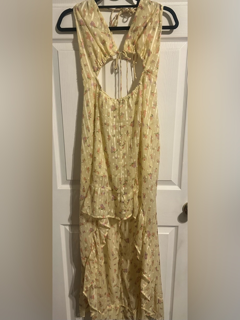 ASOS Yellow Floral High-Low Ruffle Dress